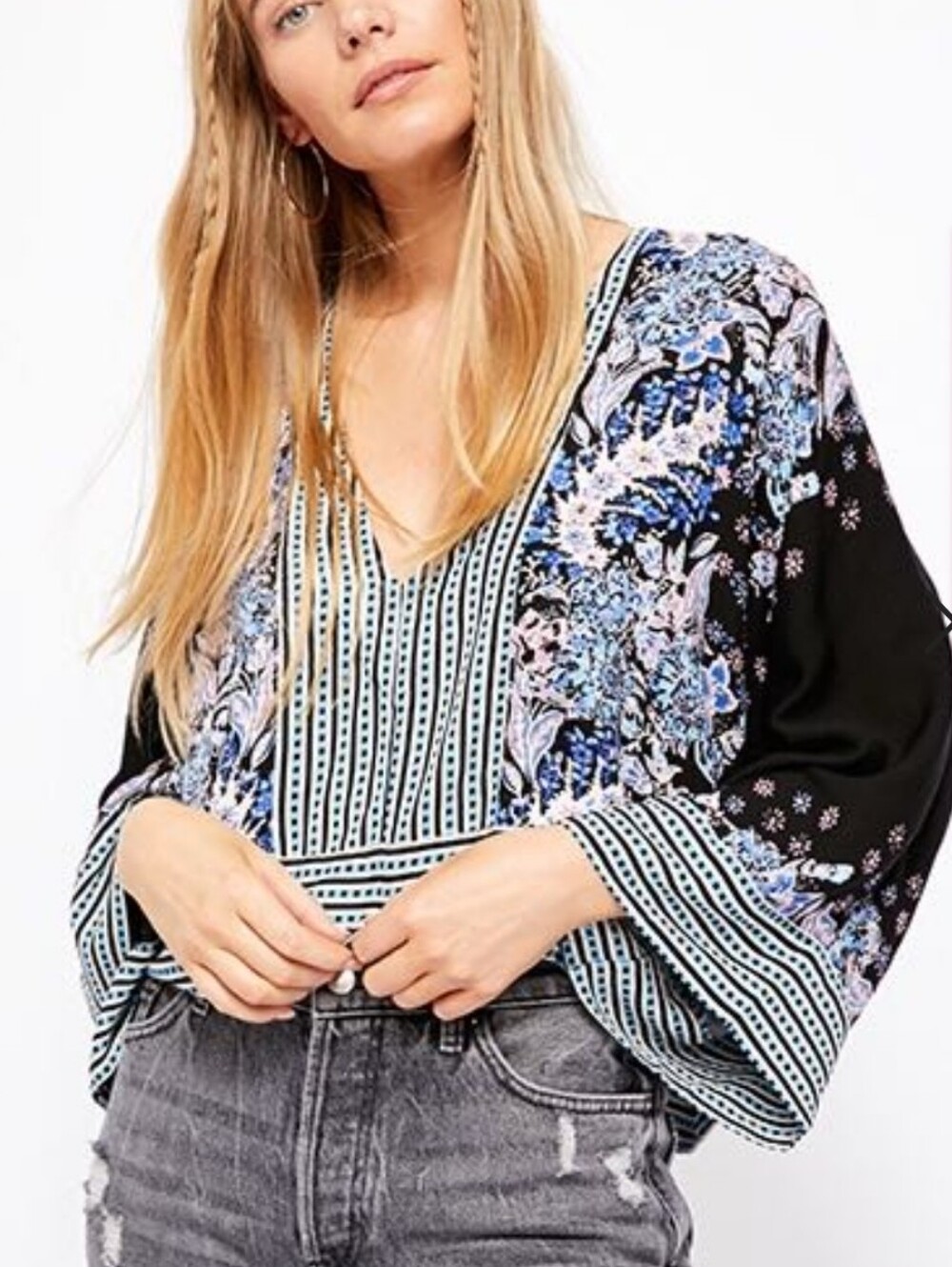 Free People “Mix N Match Blouse” Sz L NWT